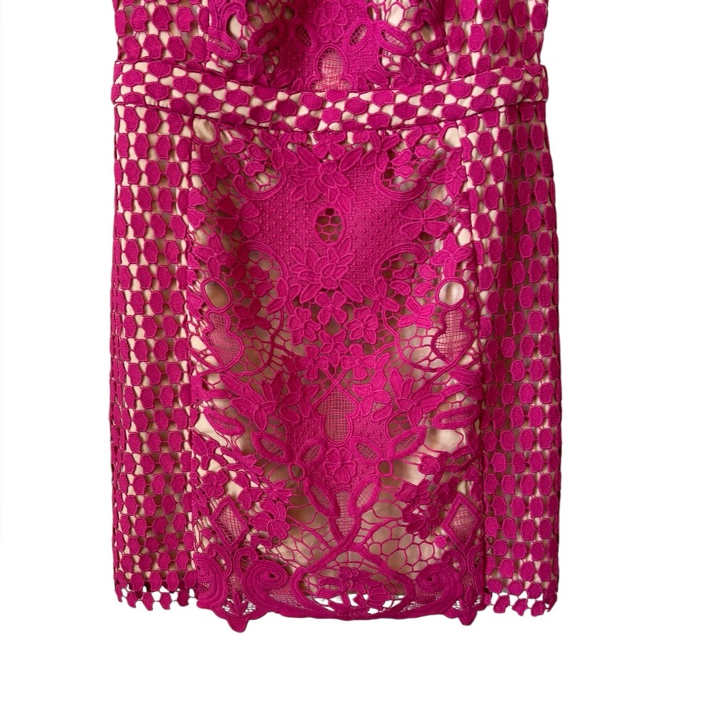 NEW Endless Rose Lace Overlay Mini Shift Dress Sz M Pink Fuschia Cut Out Party - Picture 4 of 13